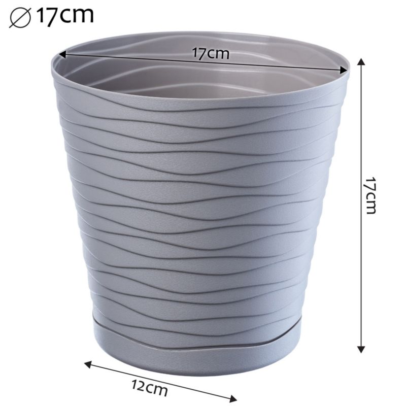Doniczka KADAX Donica Na Kwiaty 17 cm Osłonka Z Podstawką Kwietnik Plastikowa 1 szt.