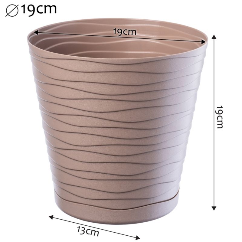 Doniczka KADAX Donica Na Kwiaty 17 cm Osłonka Z Podstawką Kwietnik Plastikowa 1szt.