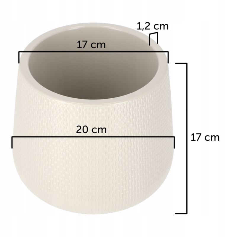 Doniczka KADAX Donica Na Kwiaty 17cm Osłonka Podstawka Korek Rośliny Beżowa 1 szt.