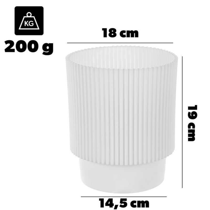 Doniczka KADAX Donica Na Kwiaty 17cm Osłonka Rośliny Kwietnik Plastikowa Biała 1 szt.