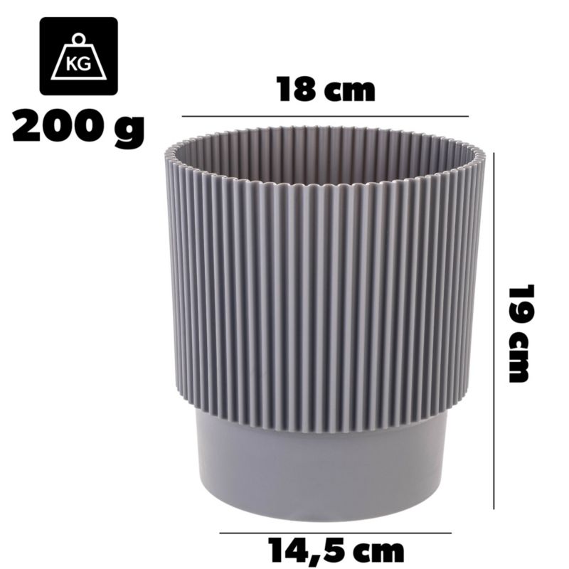 Doniczka KADAX Donica Na Kwiaty 17cm Osłonka Rośliny Kwietnik Plastikowa szara 1 szt.