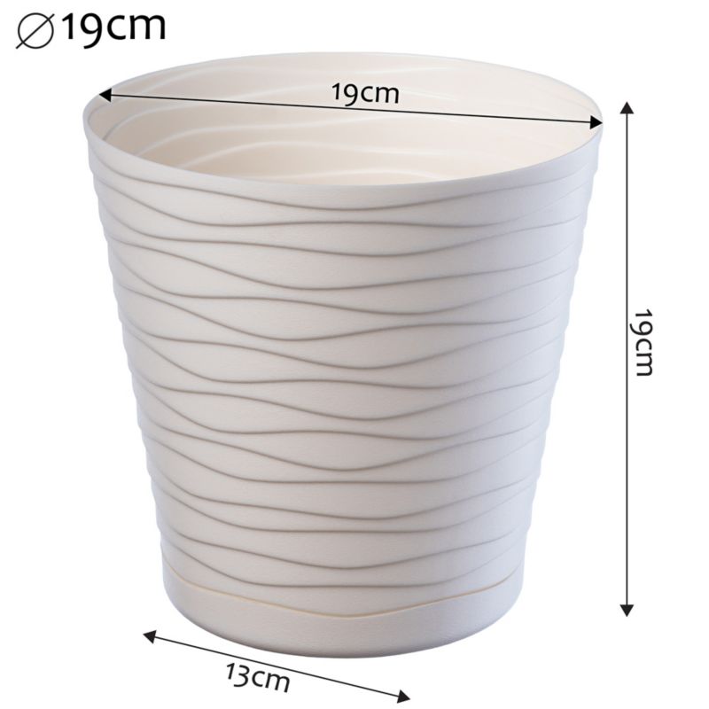 Doniczka KADAX Donica Na Kwiaty 19 cm Osłonka Z Podstawką Kwietnik Plastikowa 1 szt.