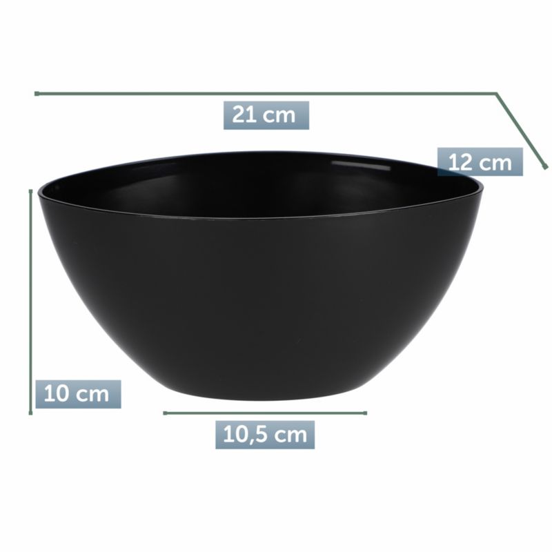 Doniczka KADAX Donica Na Kwiaty 21 cm Osłonka Owalna Kwietnik Plastikowa Czarna 1 szt.