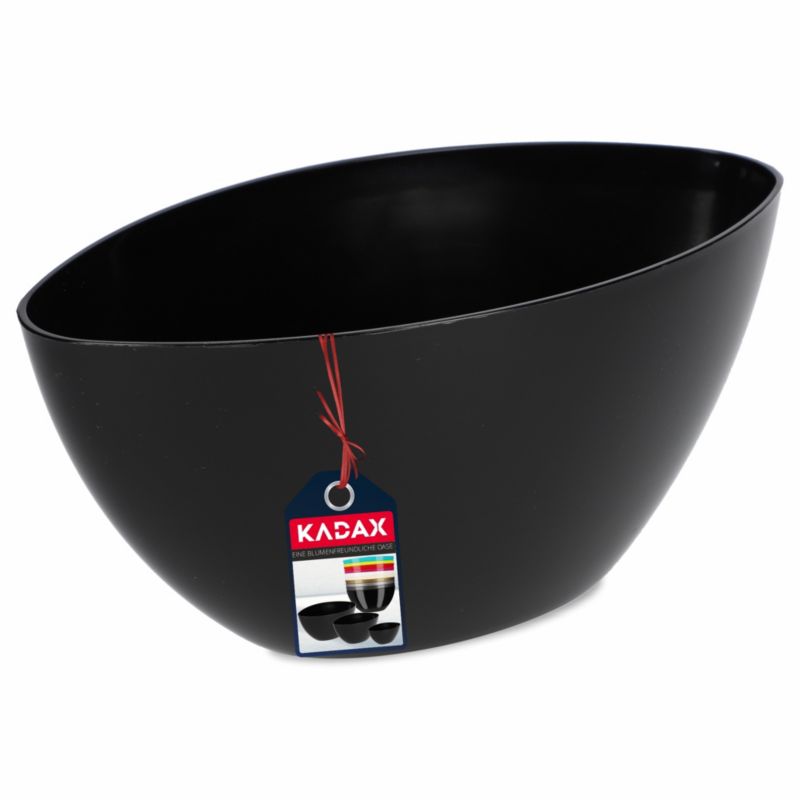Doniczka KADAX Donica Na Kwiaty 21 cm Osłonka Owalna Kwietnik Plastikowa Czarna 1 szt.