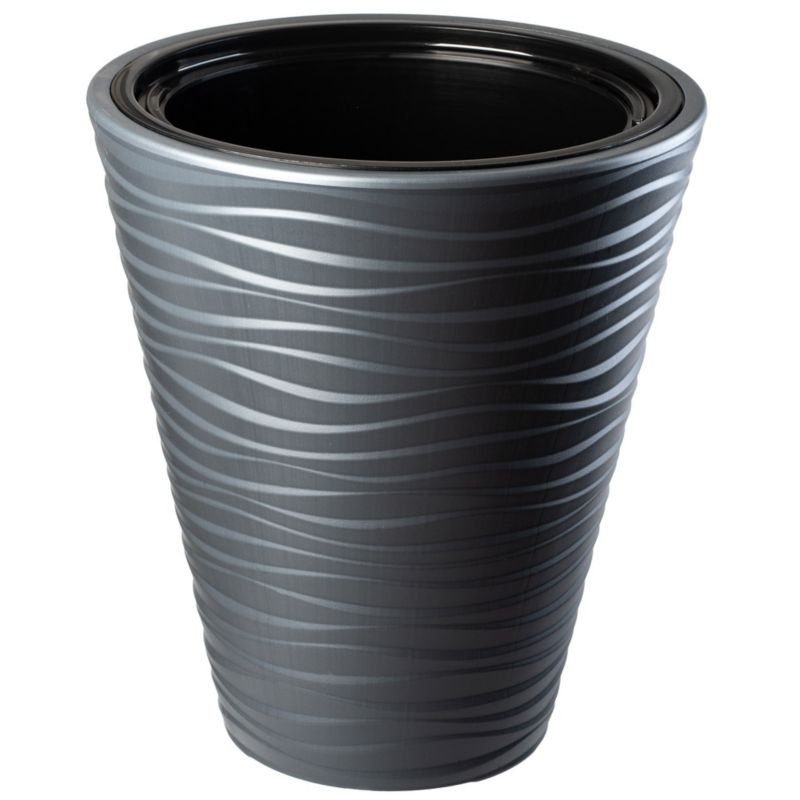 Doniczka KADAX Donica Na Kwiaty 30cm Osłonka Z Wkładem Kwietnik Antracyt Plastik 1 szt.
