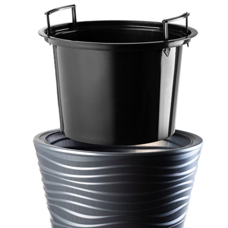 Doniczka KADAX Donica Na Kwiaty 30cm Osłonka Z Wkładem Kwietnik Antracyt Plastik 1 szt.