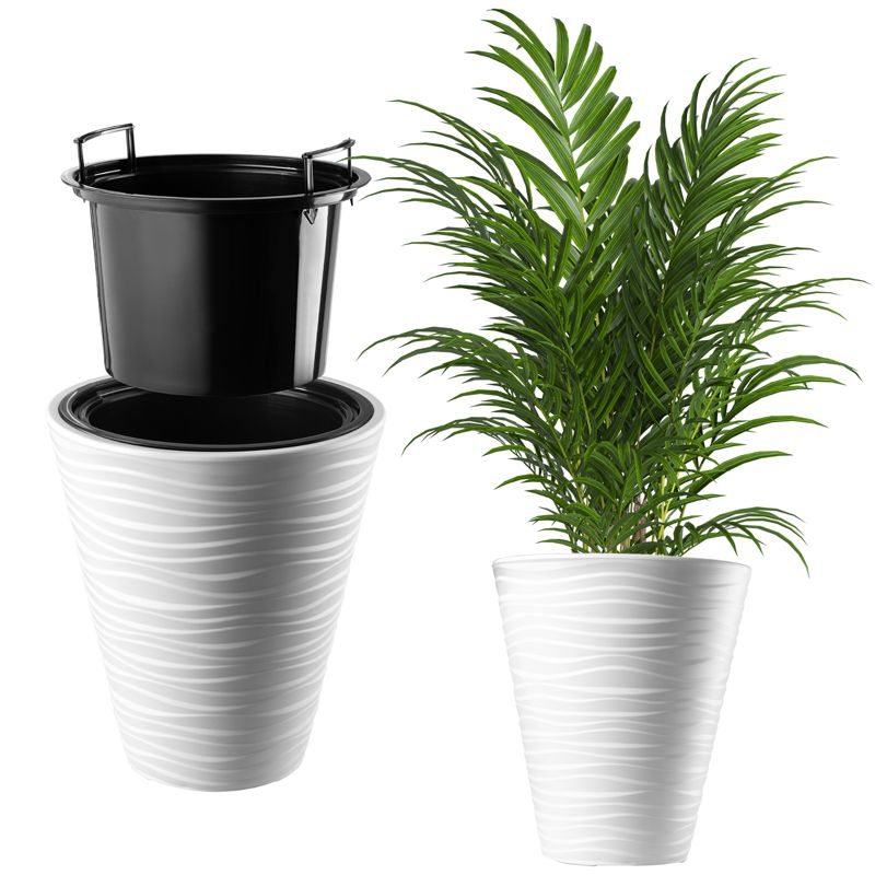 Doniczka KADAX Donica Na Kwiaty 30cm Osłonka Z Wkładem Kwietnik Biała Plastik 1 szt.