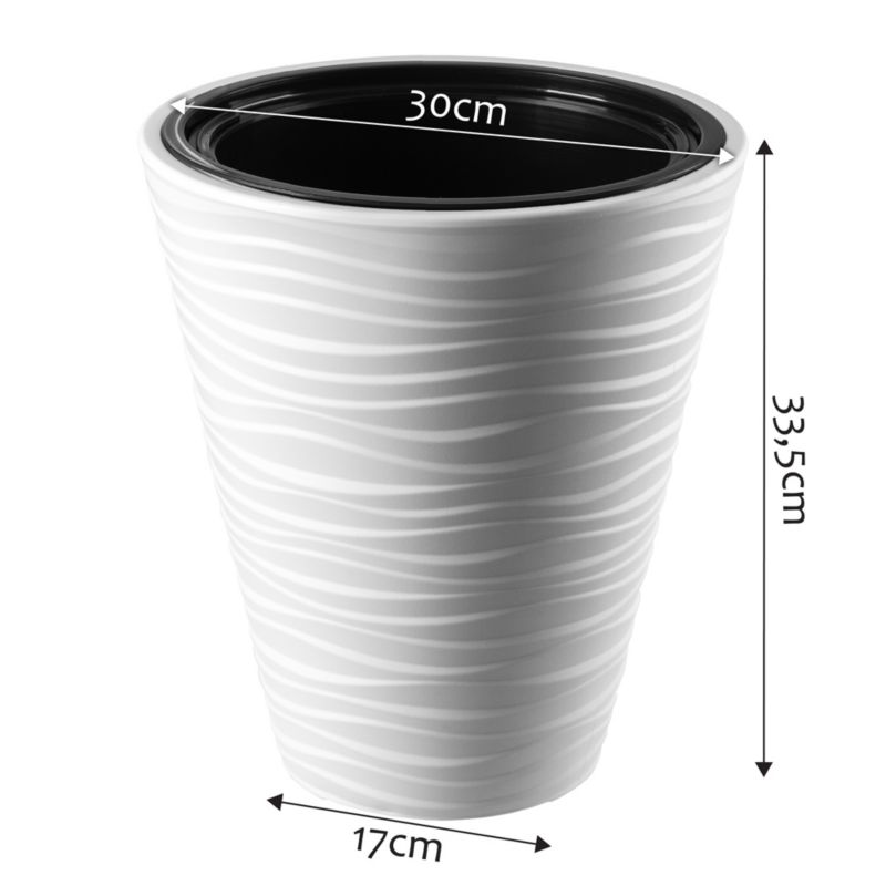Doniczka KADAX Donica Na Kwiaty 30cm Osłonka Z Wkładem Kwietnik Biała Plastik 1 szt.
