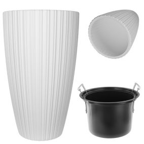 Doniczka KADAX Donica Na Kwiaty 30cm Osłonka Z Wkładem Kwietnik Plastikowa Biała 1 szt.