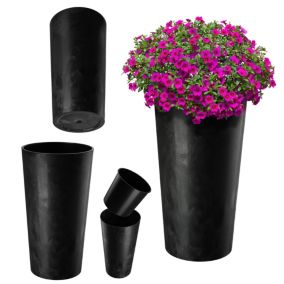 Doniczka KADAX Donica Na Kwiaty 36cm Osłonka Z Wkładem Kwietnik Plastikowa Czarna 1 szt.