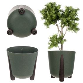 Doniczka KADAX Donica Na Kwiaty Eco Osłonka Nóżki Korek + Wkład 21cm Zielona 1szt.