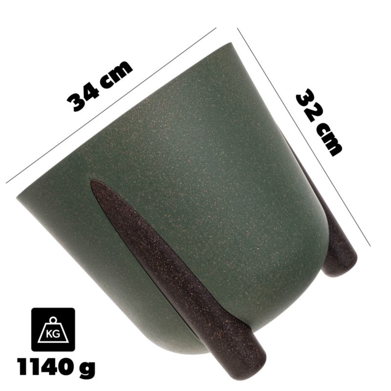 Doniczka KADAX Donica Na Kwiaty Eco Osłonka Nóżki Korek + Wkład 34cm Zielona 1szt.