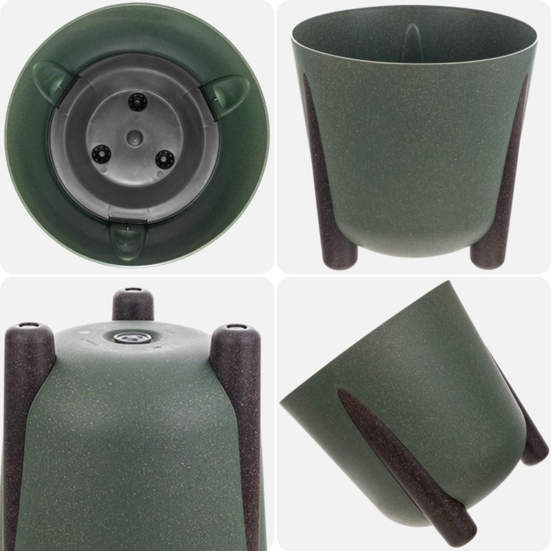 Doniczka KADAX Donica Na Kwiaty Eco Osłonka Nóżki Korek + Wkład 34cm Zielona 1szt.