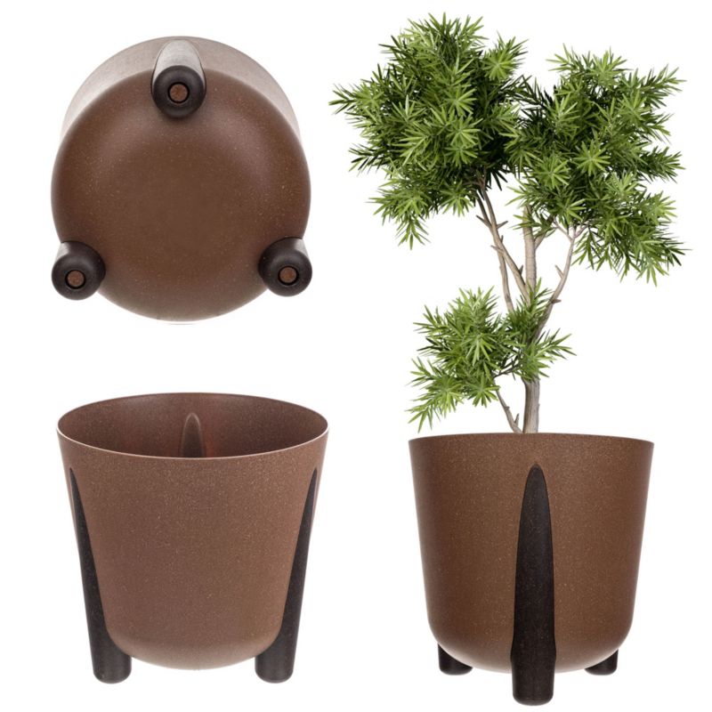 Doniczka KADAX Donica Na Kwiaty Eco Osłonka Nóżki + Wkład 18cm Brązowa 1szt.
