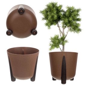 Doniczka KADAX Donica Na Kwiaty Eco Osłonka Nóżki + Wkład 18cm Brązowa 1szt.