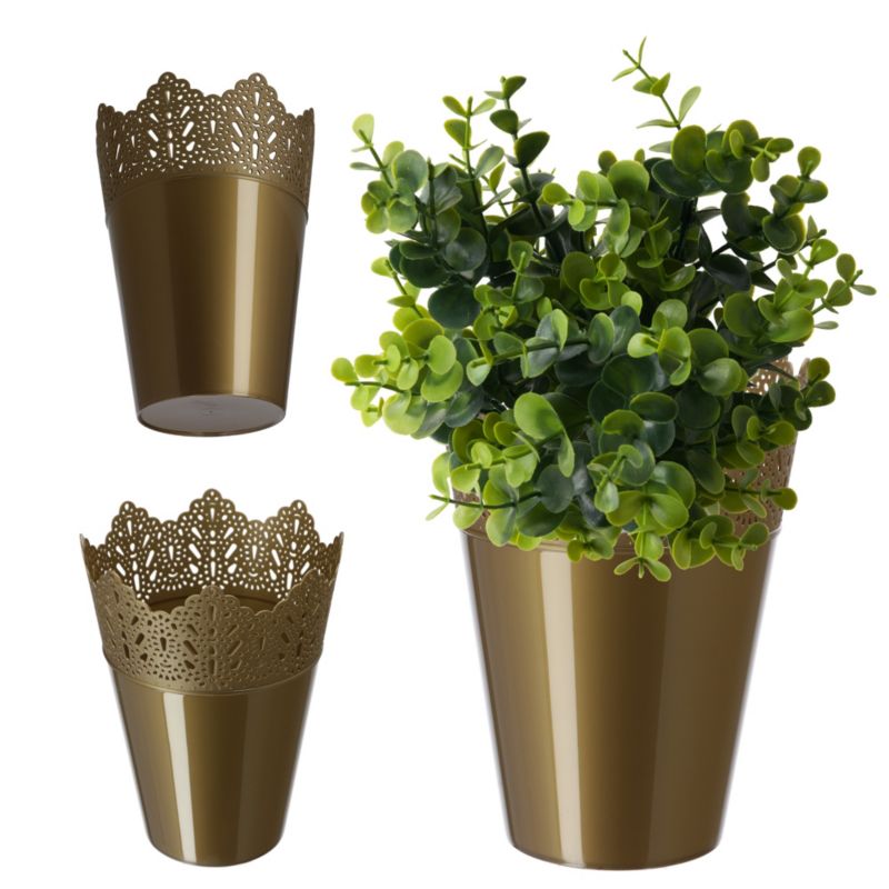 Doniczka KADAX Donica Na Kwiaty Osłonka 12cm Złota 1 szt.