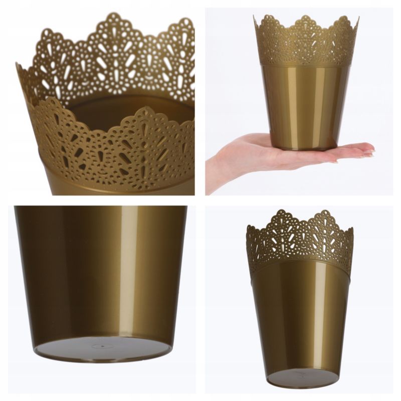 Doniczka KADAX Donica Na Kwiaty Osłonka 12cm Złota 1 szt.
