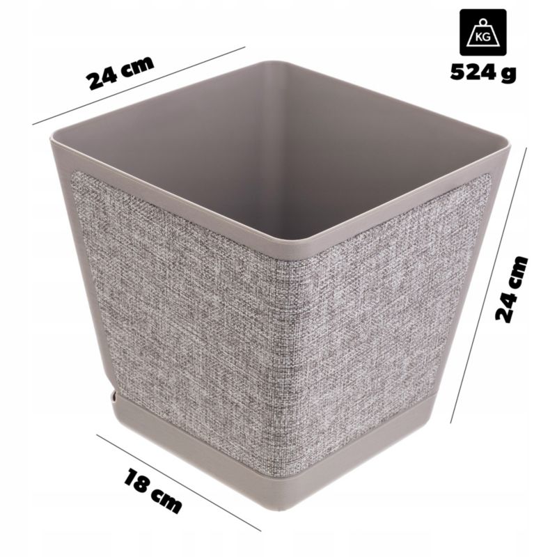 Doniczka KADAX Donica Na Kwiaty Osłonka Plastikowa 24cm Taupe Z Podstawką 1szt.