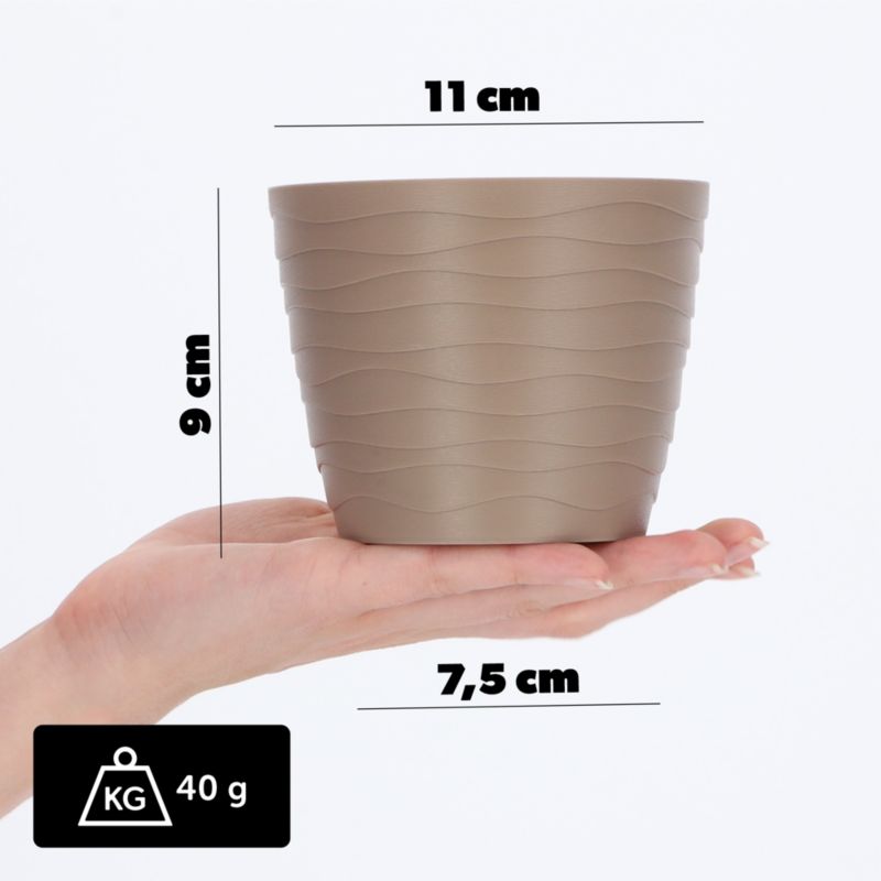 Doniczka KADAX Donica Osłonka Na Kwiaty Beżowa Okrągła 11cm Plastikowa 1 szt.