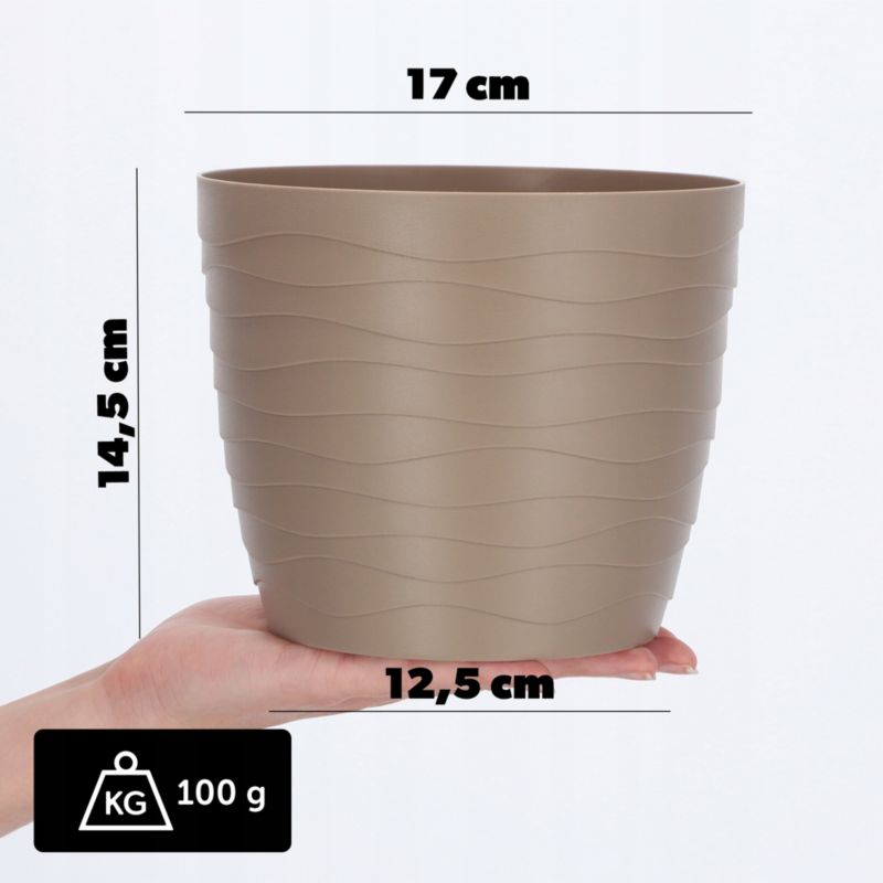 Doniczka KADAX Donica Osłonka Na Kwiaty Beżowa Okrągła 17cm Plastikowa 1 szt.
