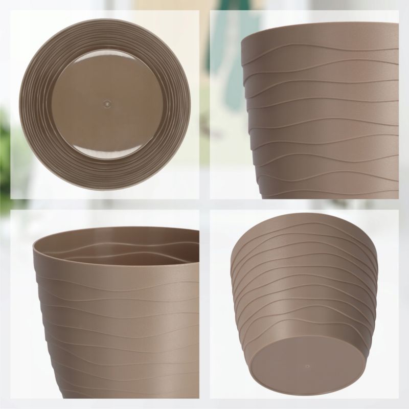 Doniczka KADAX Donica Osłonka Na Kwiaty Beżowa Okrągła 17cm Plastikowa 1 szt.