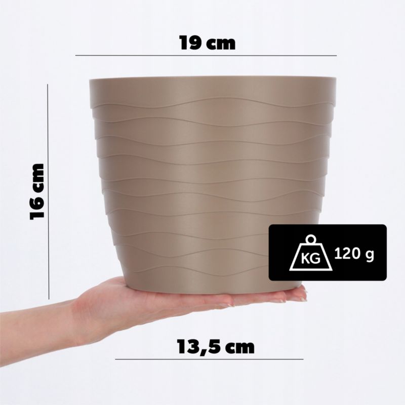 Doniczka KADAX Donica Osłonka Na Kwiaty Beżowa Okrągła 19cm Plastikowa 1 szt.