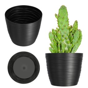 Doniczka KADAX Donica Osłonka Na Kwiaty Czarna Okrągła 13cm Plastikowa 1 szt.