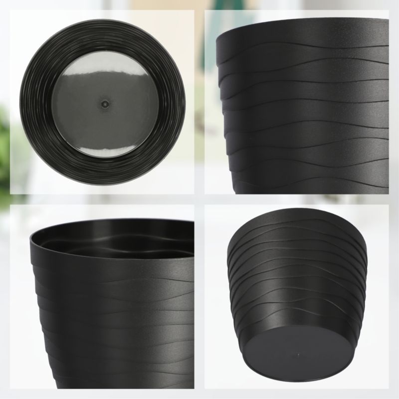 Doniczka KADAX Donica Osłonka Na Kwiaty Czarna Okrągła 17cm Plastikowa 1 szt.