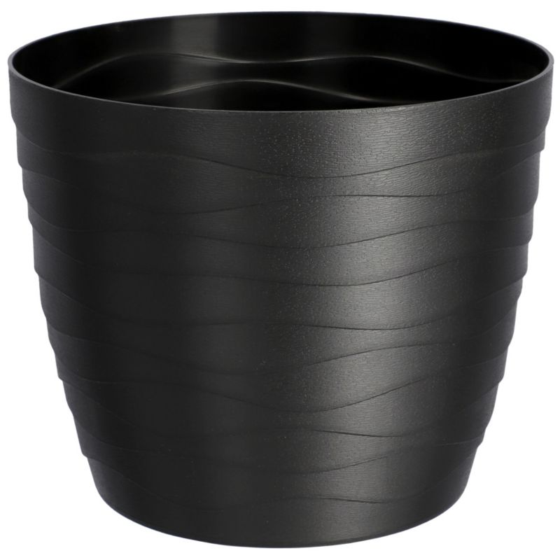 Doniczka KADAX Donica Osłonka Na Kwiaty Czarna Okrągła 19cm Plastikowa 1 szt.