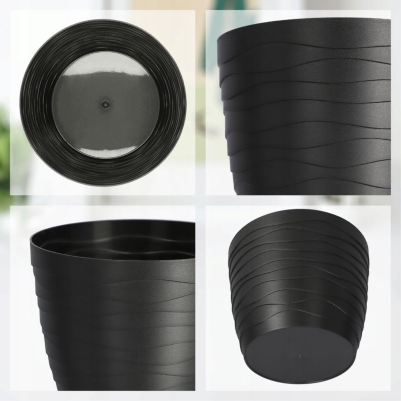 Doniczka KADAX Donica Osłonka Na Kwiaty Czarna Okrągła 19cm Plastikowa 1 szt.