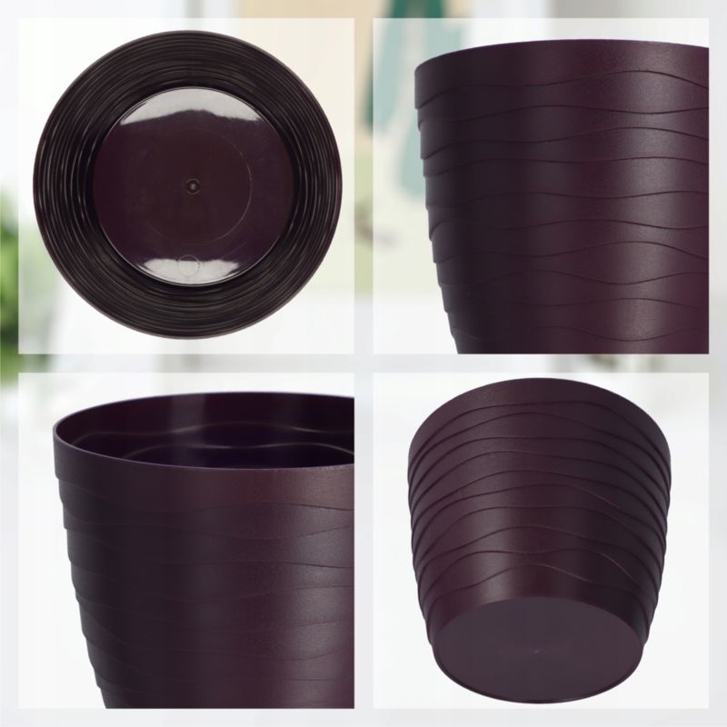 Doniczka KADAX Donica Osłonka Na Kwiaty Śliwkowa Okrągła 15cm Plastikowa 1 szt.
