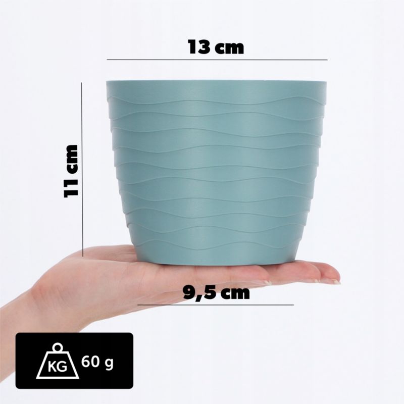 Doniczka KADAX Donica Osłonka Na Kwiaty Zielona Okrągła 13cm Plastikowa 1 szt.