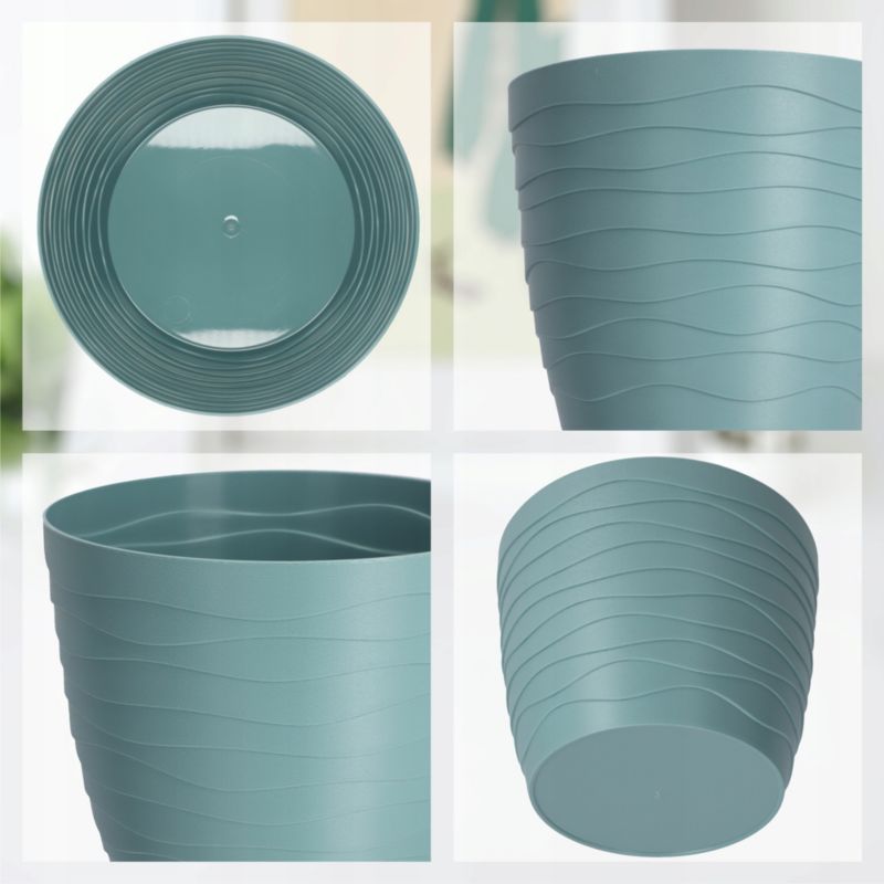 Doniczka KADAX Donica Osłonka Na Kwiaty Zielona Okrągła 13cm Plastikowa 1 szt.