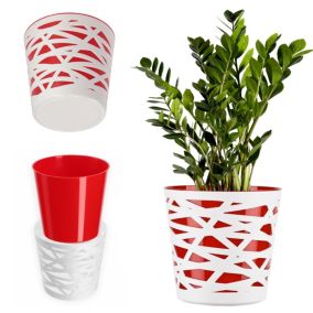 Doniczka KADAX Donica Osłonka Plastikowa Wkład Na Kwiaty Rośliny 15 cm Czerwona 1 szt.