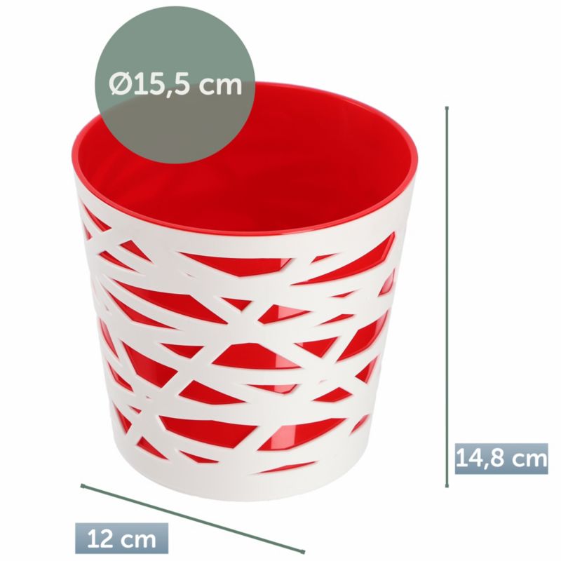 Doniczka KADAX Donica Osłonka Plastikowa Wkład Na Kwiaty Rośliny 15 cm Czerwona 1 szt.