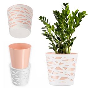 Doniczka KADAX Donica Osłonka Plastikowa Wkład Na Kwiaty Rośliny 19 cm Beżowa 1 szt.