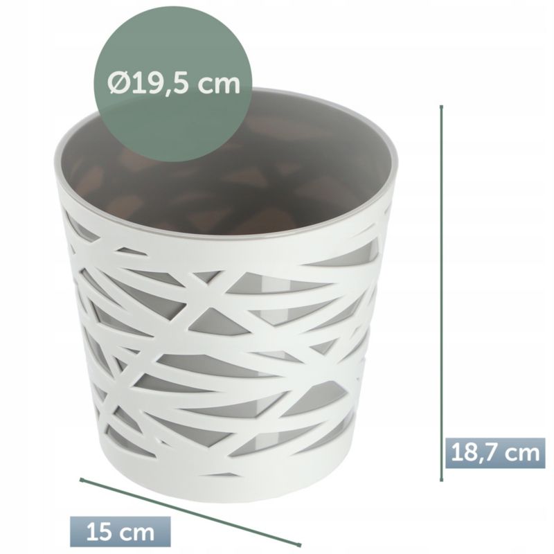 Doniczka KADAX Donica Osłonka Plastikowa Wkład Na Kwiaty Rośliny 19 cm szara 1 szt.