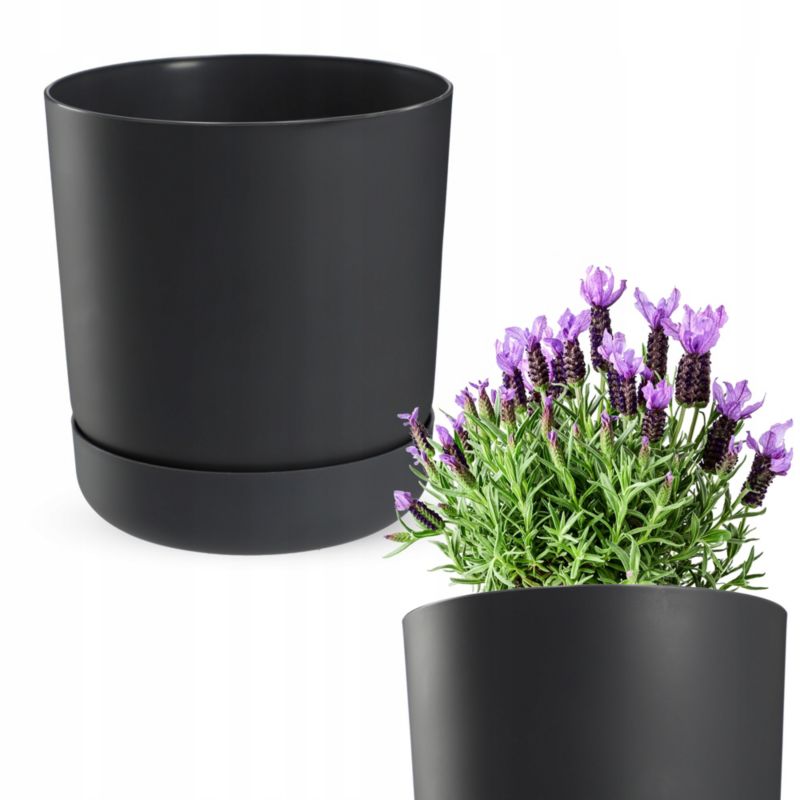 Doniczka KADAX Donica Z Podstawką 20cm Antracyt 1szt.