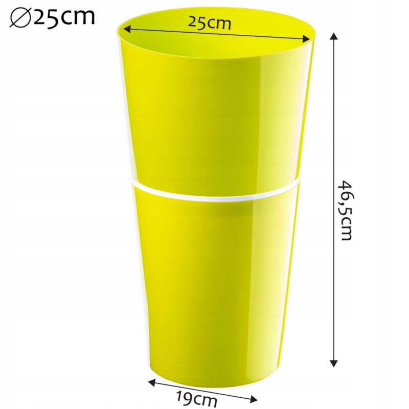 Doniczka KADAX Dwuczęściowa Plastikowa Osłonka Donica 25 cm Limonkowa Na Kwiaty 1 szt.
