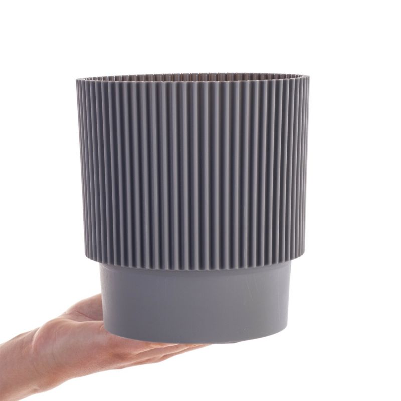 Doniczka KADAX Na Kwiaty 13cm Osłonka Rośliny Plastikowa szara 1 szt.