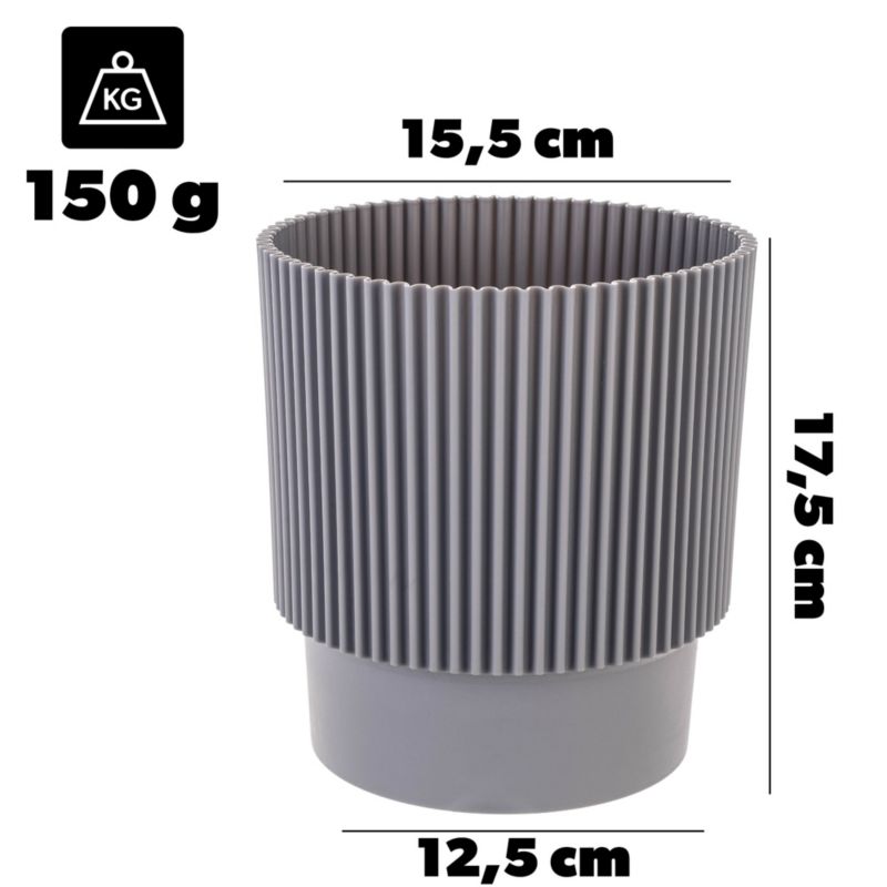 Doniczka KADAX Na Kwiaty 15cm Osłonka Rośliny Plastikowa szara 1 szt.