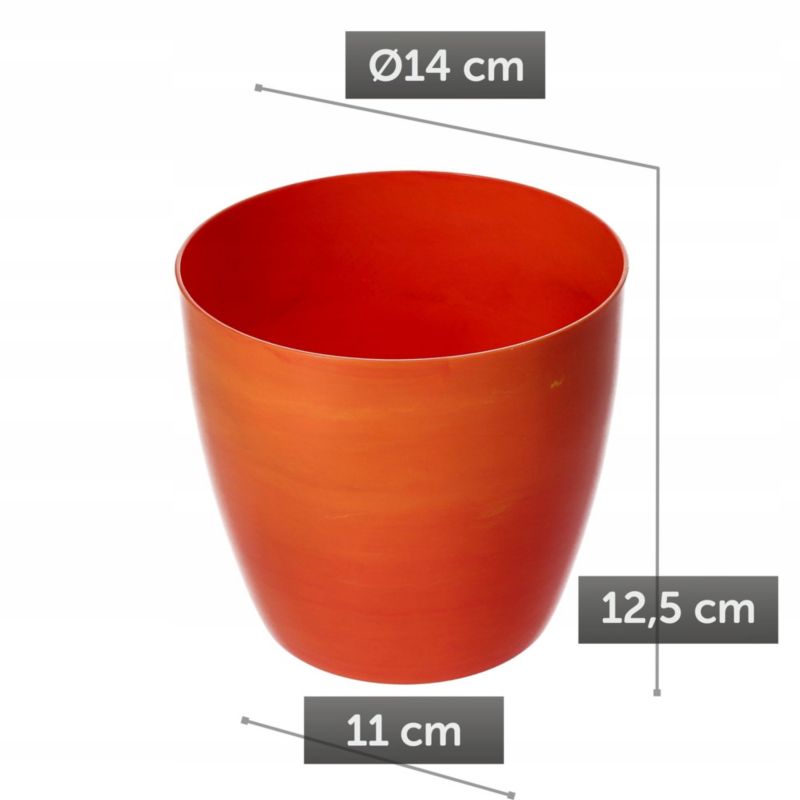 Doniczka KADAX Osłonka Donica 14cm Na Kwiaty Pomarańczowa marmur Salon Kwietnik 1szt.