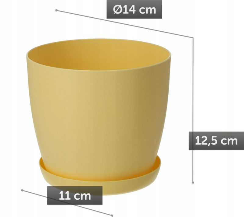 Doniczka KADAX Osłonka Donica 14cm Na Kwiaty Z Podstawką Żółta Do Salonu 1 szt.