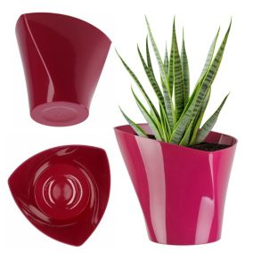 Doniczka KADAX Osłonka Donica 15 cm Na Kwiaty Asymetryczna Amarant Do Salonu 1 szt.