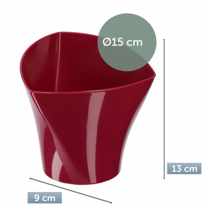 Doniczka KADAX Osłonka Donica 15 cm Na Kwiaty Asymetryczna Amarant Do Salonu 1 szt.