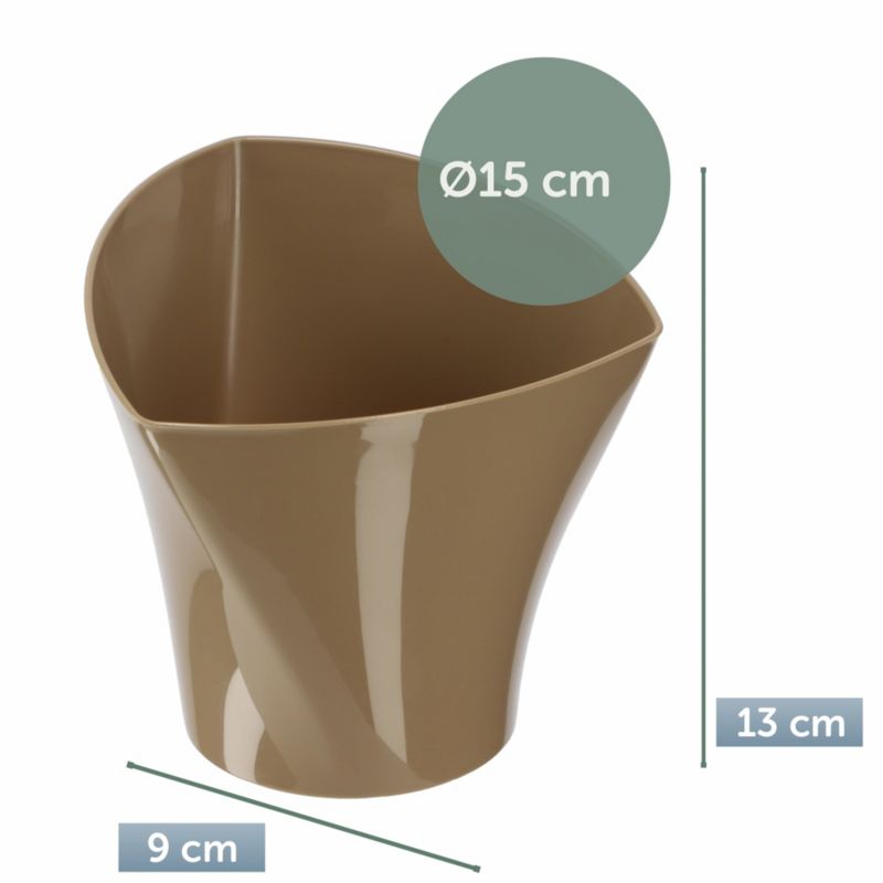 Doniczka KADAX Osłonka Donica 15 cm Na Kwiaty Asymetryczna Beżowa Do Salonu 1 szt.