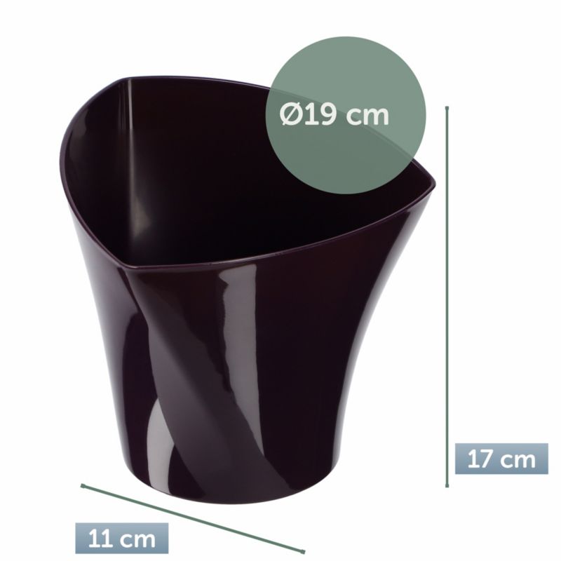 Doniczka KADAX Osłonka Donica 19cm Na Kwiaty Asymetryczna Śliwkowa Do Salonu 1 szt.