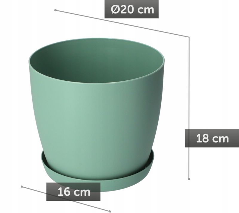 Doniczka KADAX Osłonka Donica 20cm Na Kwiaty Z Podstawką Zielona Do Salonu 1 szt.