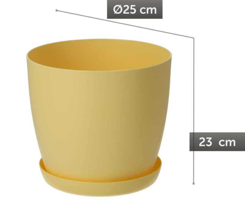 Doniczka KADAX Osłonka Donica 25 cm Na Kwiaty Z Podstawką Żółta Do Salonu 1 szt.
