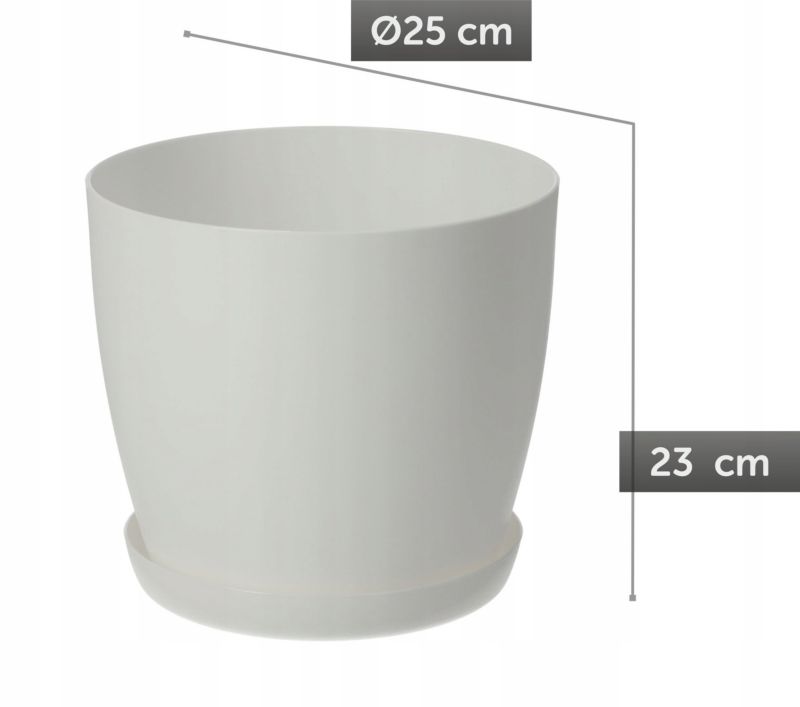 Doniczka KADAX Osłonka Donica 25cm Na Kwiaty Z Podstawką Biała Do Salonu 1 szt.